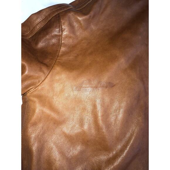 Theory Atara Leather Jacket Size P or XS Brown Moto Trucker Made in Italy Soft - Picture 14 of 14